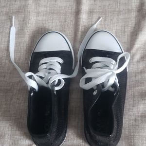 Double Platinum black sequin high top sneaker